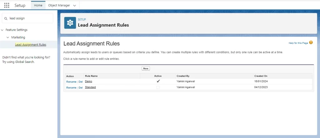 manage lead assignment rules